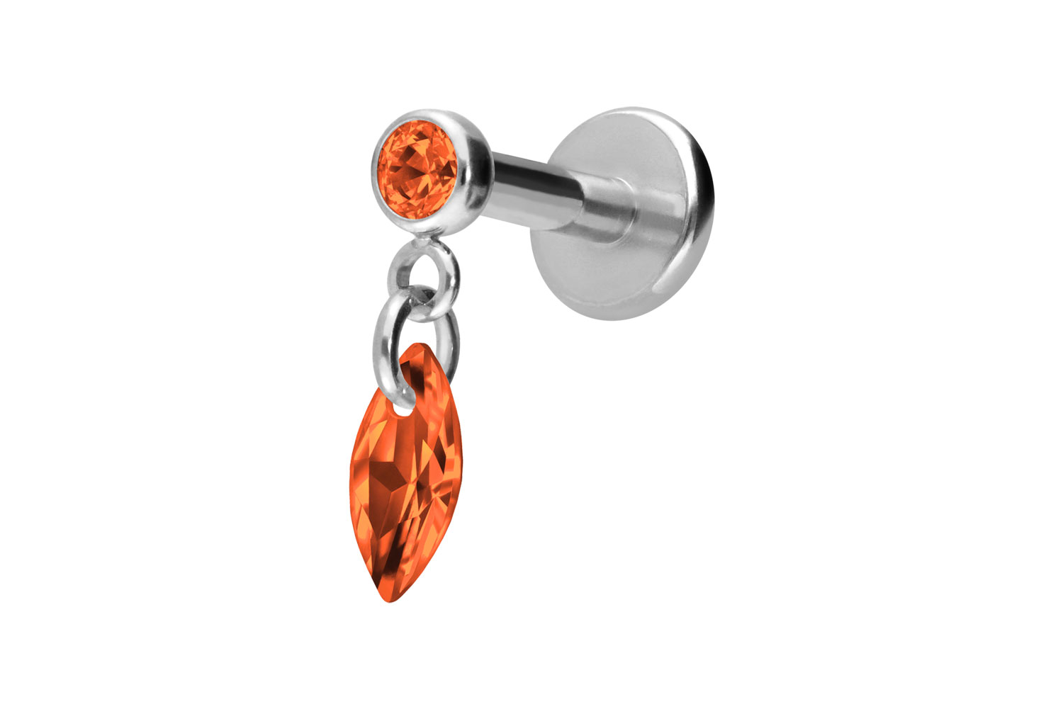 Titan Labret Piercing mit Innengewinde KRISTALLOVAL